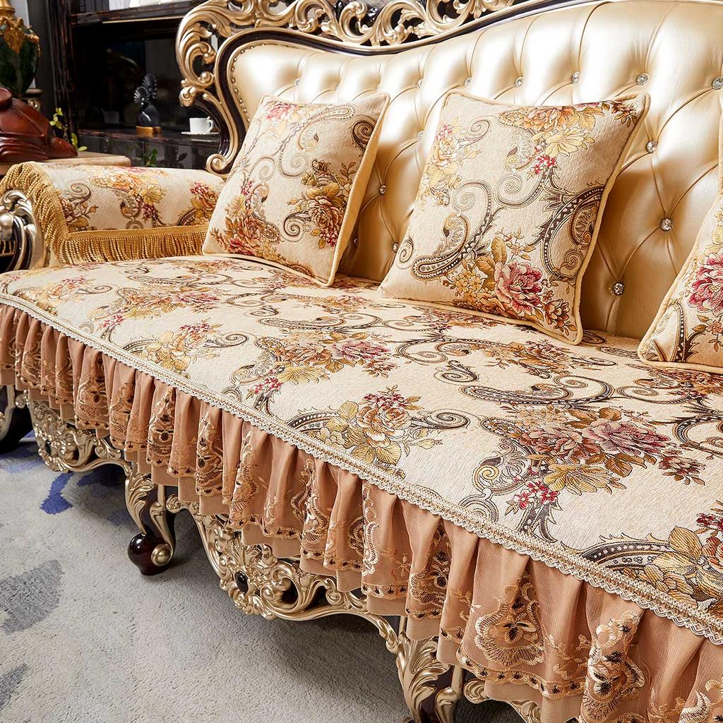 Luxury Sofa Cover Cushion European Style Jacquard Embroidery Seat Cover American Sofa Cushions Home Furniture Protective Cover