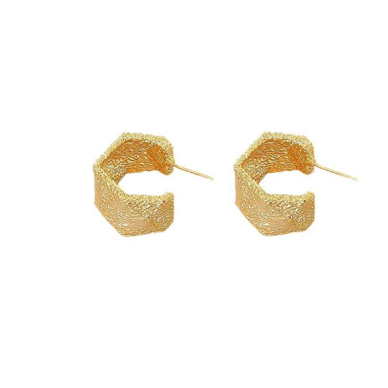 Geometric Irregular Matte Gold Earrings Women Sterling Post Copper Base Real Plated Fashion Statement