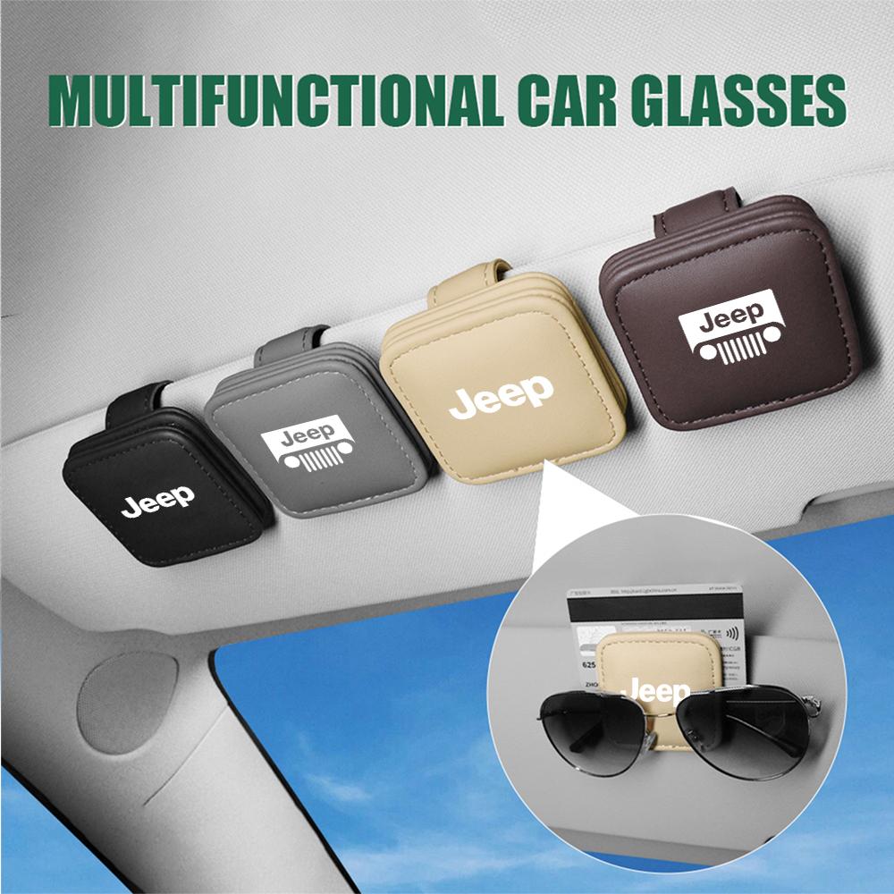 Car Sun Visor Glasses Clip Ticket Card Eyeglass Hanger Sunglasses Holder For Jeep Renegade Patriot Wrangler Cherokee Compass JK
