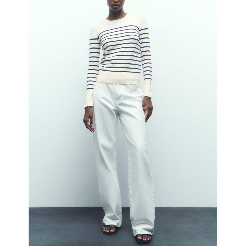 Spring New Women Stripe Base Top Fashion Casual Straight Basic Knit 8851121