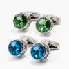Men's cufflinks cross-border hot-selling fashion creative exquisite crystal blue green shirt accessories 1 pair wholesale