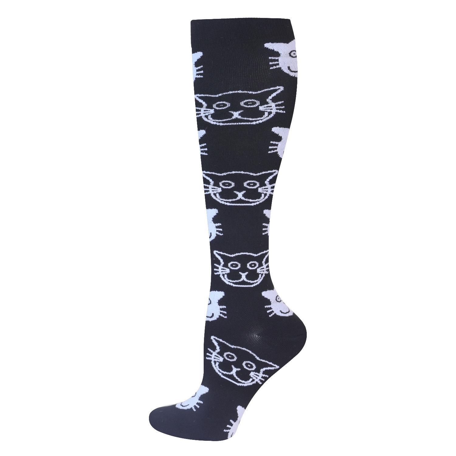 

Унисекс Компрессионные носки Гольфы с давлением на икры Компрессы Спорт Марафон Варикозное расширение вен Йога Мужчины Женщины Медсестра Мультяшный узор S-M