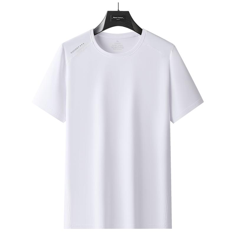 Sports Casual Fashion Ice Silk Short-sleeved Men's Round Neck Quick-drying Elastic