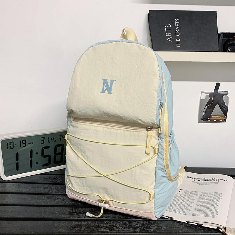 Contrast Color Backpack Men's And Women's Campus Student Schoolbag Lightweight Travel Backpack