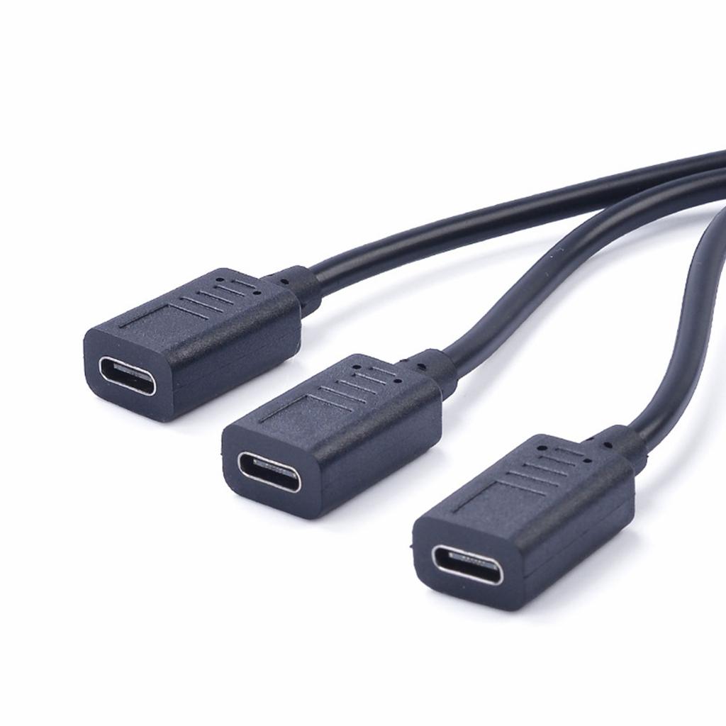 USB C 1 Male to 3 Female Splitter Data Transfer Charging 180 Degree Rotation Extender Splitter Cable for Smartphone