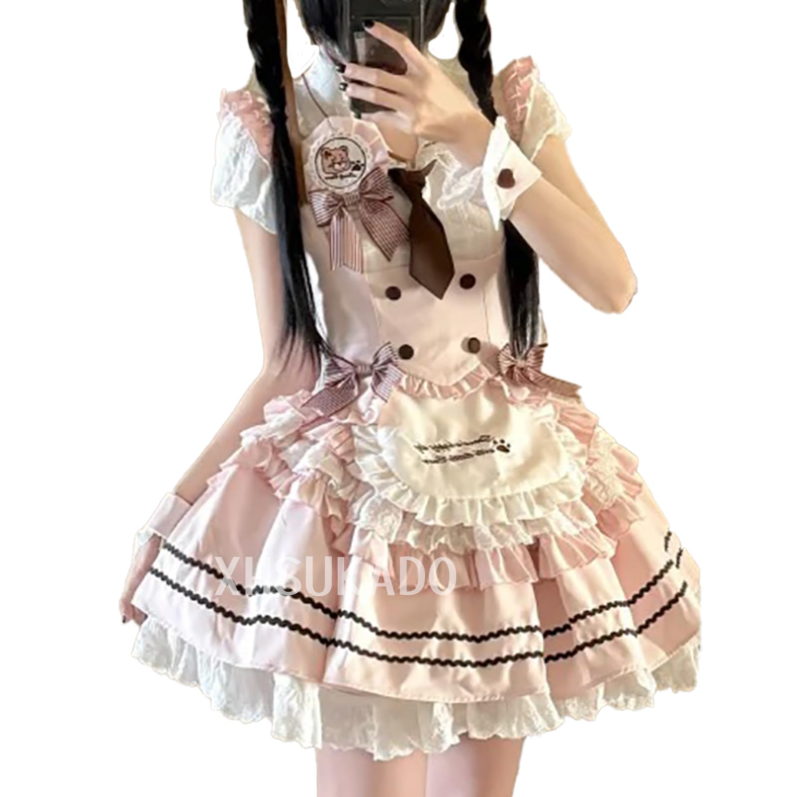 

Комплект костюма горничной XHSUKADO и включает мини-платье Лолиты и платье Готической Лолиты с оборками и идеально подходит для идолов и Лолиты. Короткий комплект из 3 предметов доступен в розовом цвете.