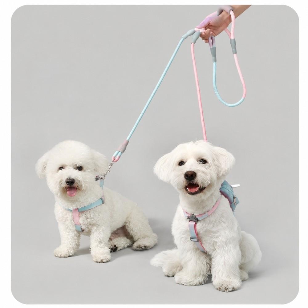 1.2cmx0.8M+1.0cmx0.6M Multi Colors Double Dog Leash Lightweight Dual Pet Leash Outdoor Travel
