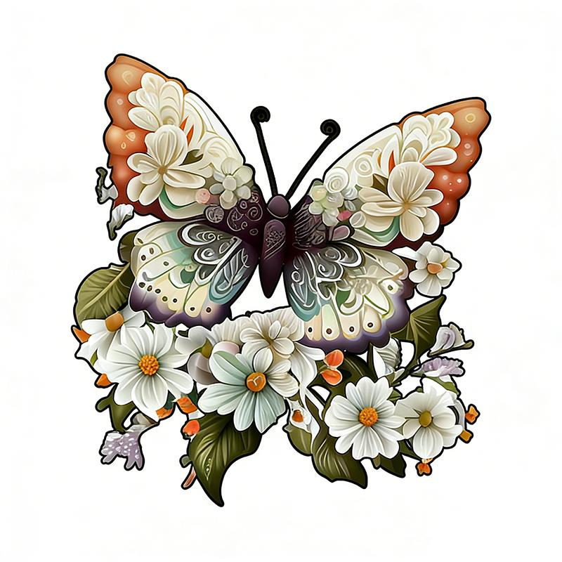 

Butterfly With Flowers Car Sticker Vinyl Decal Waterproof Rear Window Motorcycle Camper Bumper Truck Laptop Decoration X07 A-15cm Longest Side
