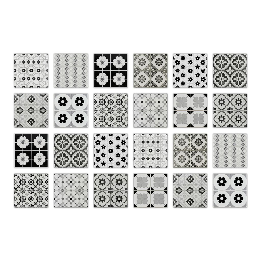 24pcs Mandala Wall Stickers Kitchen Self-Adhesive Waterproof Tile Stickers Bathroom Decor Moroccan Pvc Decal
