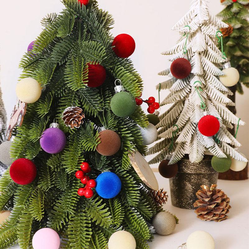 30pcs 3cm Flocked Christmas Ball Ornaments Set - New Arrival in Various Colors for Scene Decoration