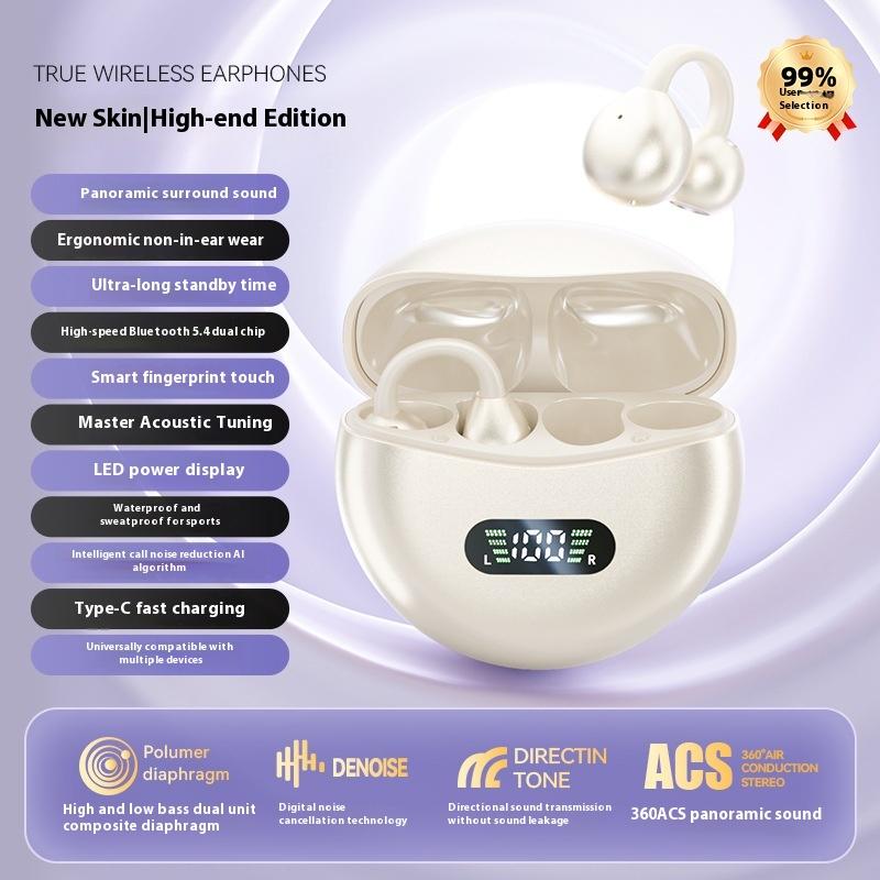 Bluetooth Headset Clip-on Ear Noise Reduction Waterproof High Sound Quality Bone Conduction True Wireless