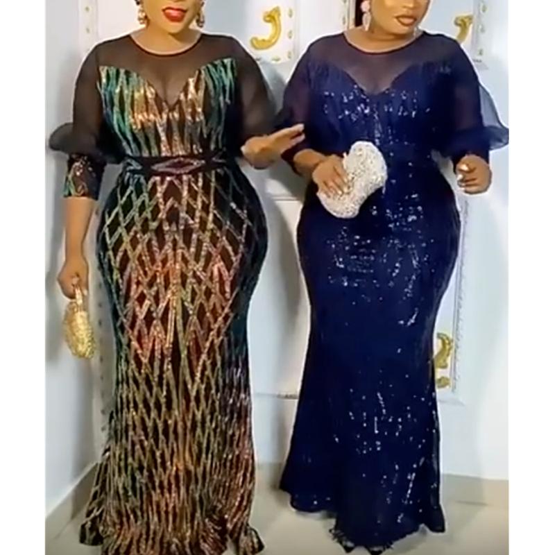 

Африканское платье для вечеринки с пайетками Выпускной вечер Длинное платье Анкара Дашики Наряды Халат