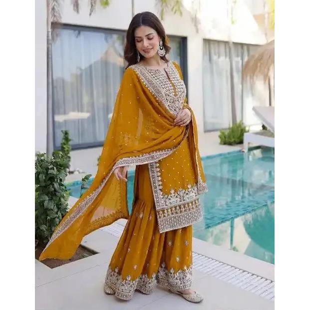 Pakistani Eid Party Wear Top Sharara Suit Indian Bollywood Ethnic Salwar Kameez