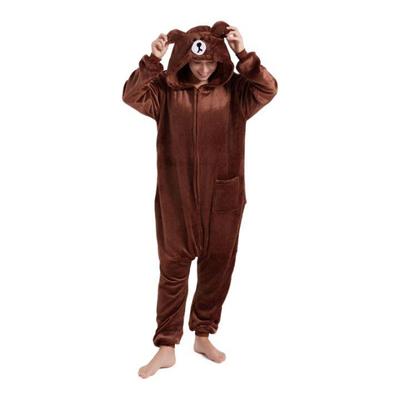 Kahverengi Ayı Cosplay Kostümü Yetişkinler Kigurumi Tek Parça Pijama Karikatür Tek Parça Cadılar Bayramı İçin Tüm Vücut Giysileri