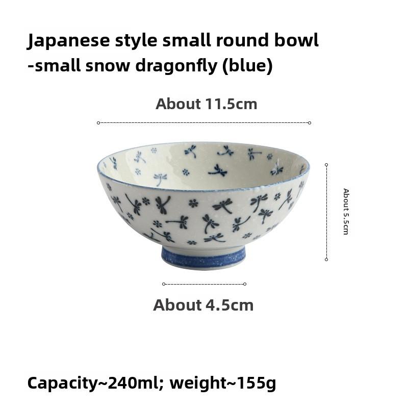 Japanese Ceramic Rice Bowl Set High Foot Soup Bowl Single Round Dishware for Home Use