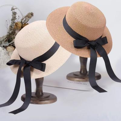 Bow Straw Hat with Large Brim Golf Cap Elegant Bucket Hat  Summer
