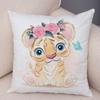 45x45cm Cute Giraffe Lion Cow Pillowcase Decorative Cartoon Animal Print Cushion Cover Children's Room Sofa Home Pillowcase