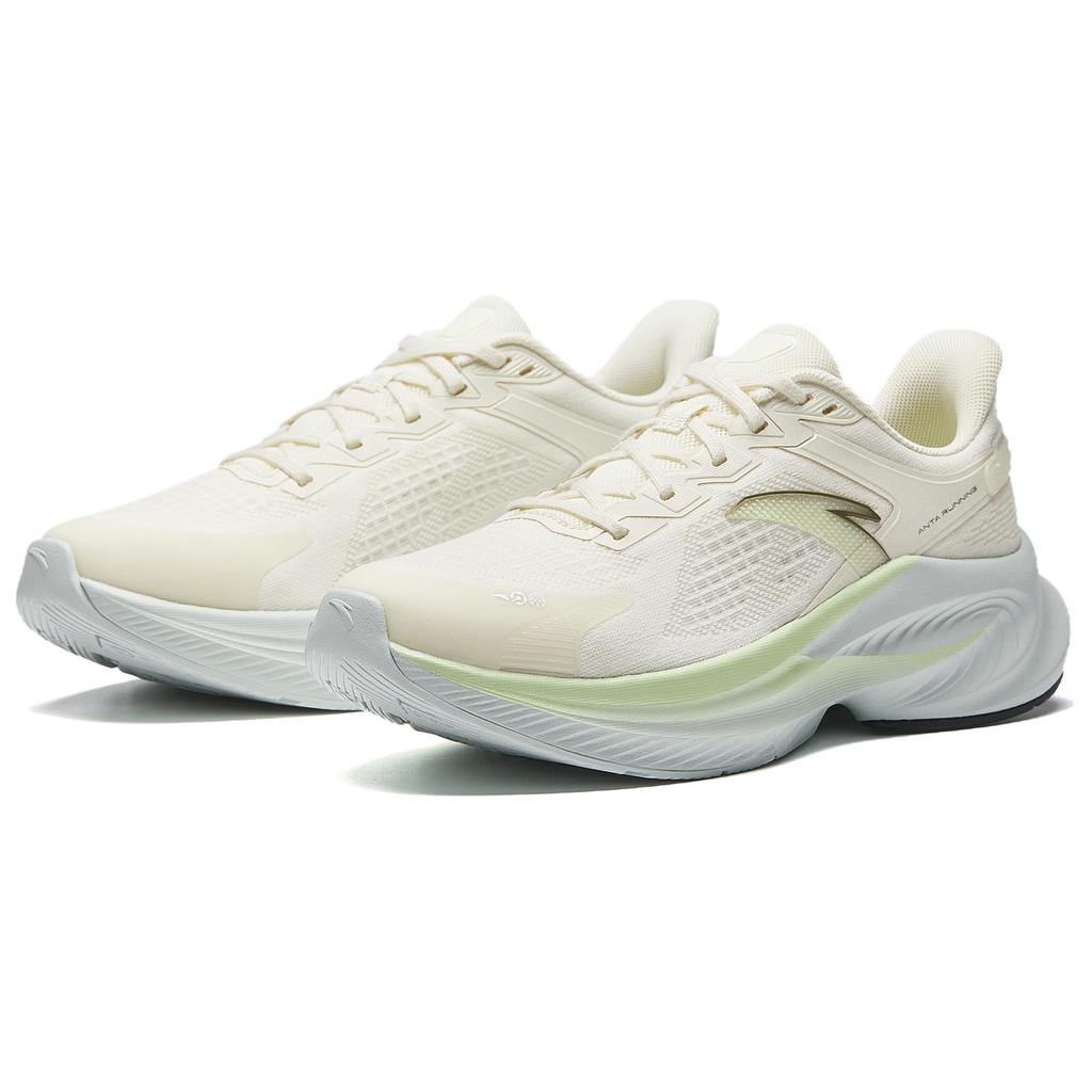 Anta Comfortable Shock Absorbing Wear Resistant Low Top Casual Running Shoes Women Sneaker Beige 922515511-9