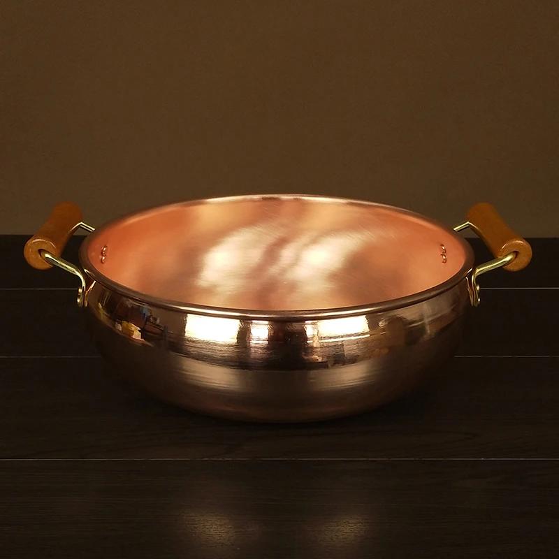 Old copper Induction cooker copper pot Soup pot Shabu Shabu Domestic hotpot pots Anti scalding handle copper hotpot cookware
