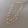 Rose Flower Pearl Sweater Chain Fashionable Hollowed-out Flower Multi-layered Intertwined Pearl Style Necklace