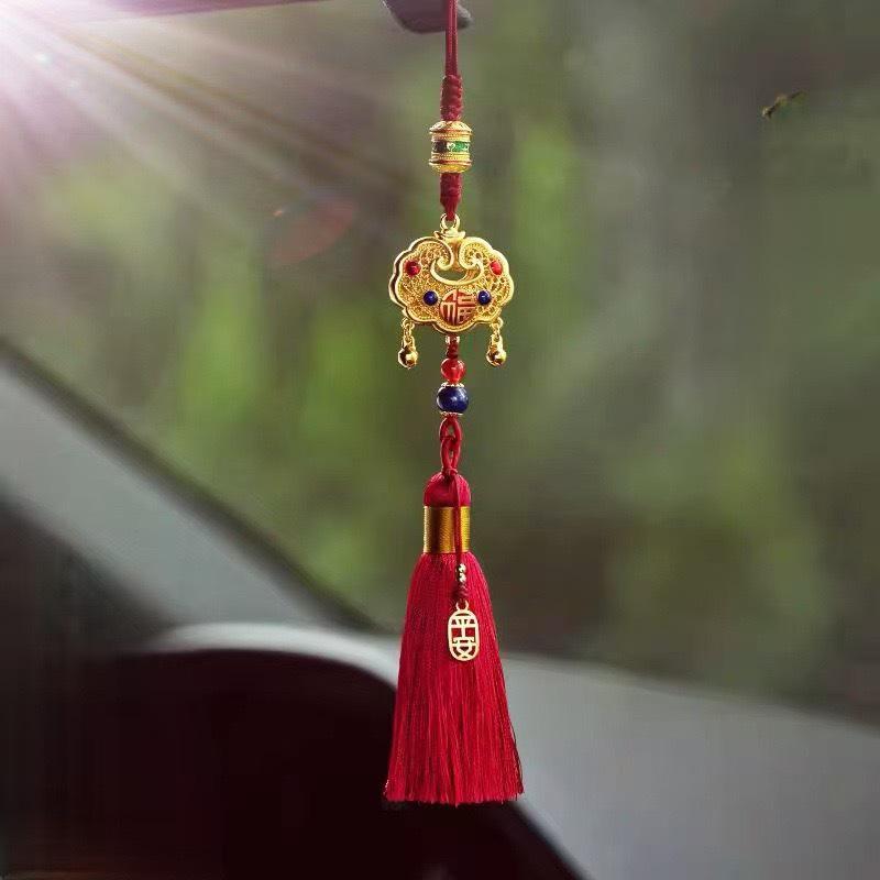 Imitation Brass Ruyi Ping An Pixiu Rearview Mirror Tassel Ornament