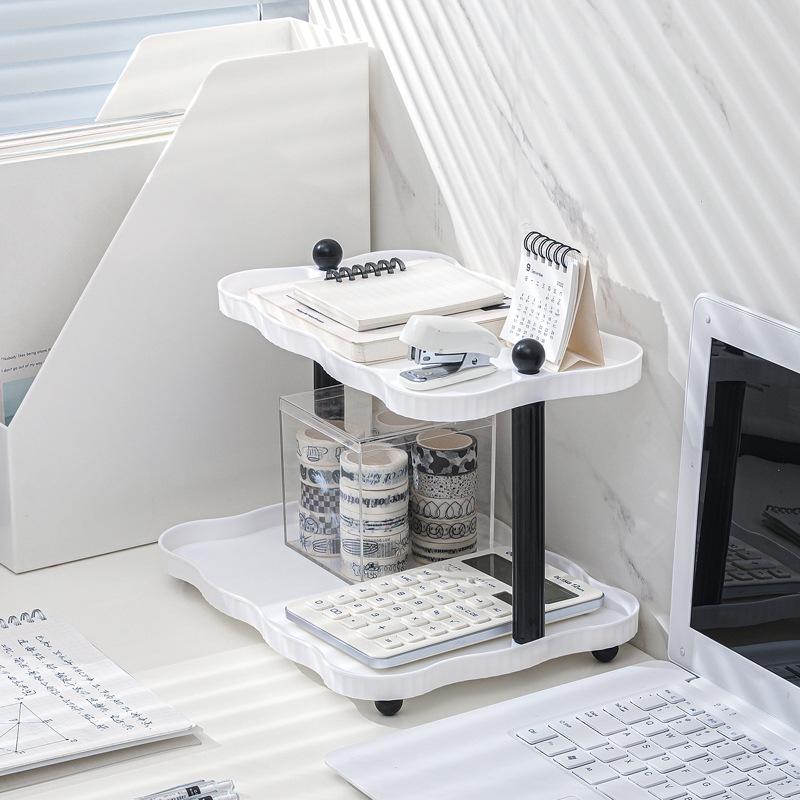 Desktop Double-Layer Multi-Purpose Storage Rack for Dorm or Office
