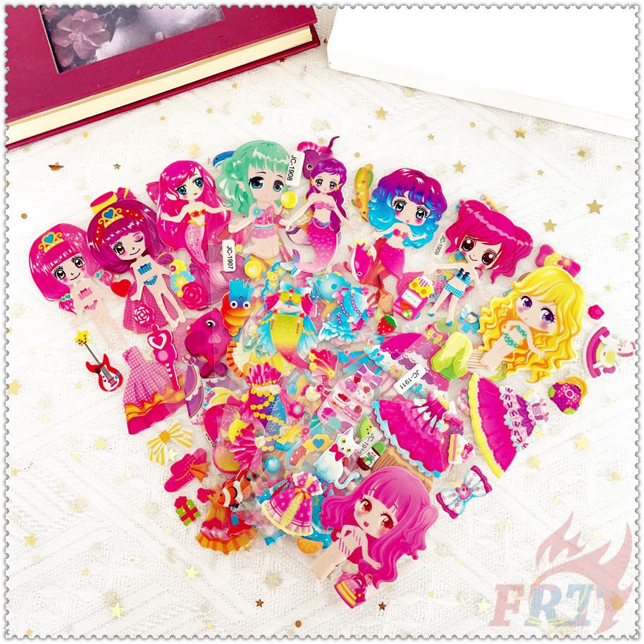 8Sheets/set Cartoon Dress Up Girls  Rewards Sticker Puffy Bubble Toys Stickers