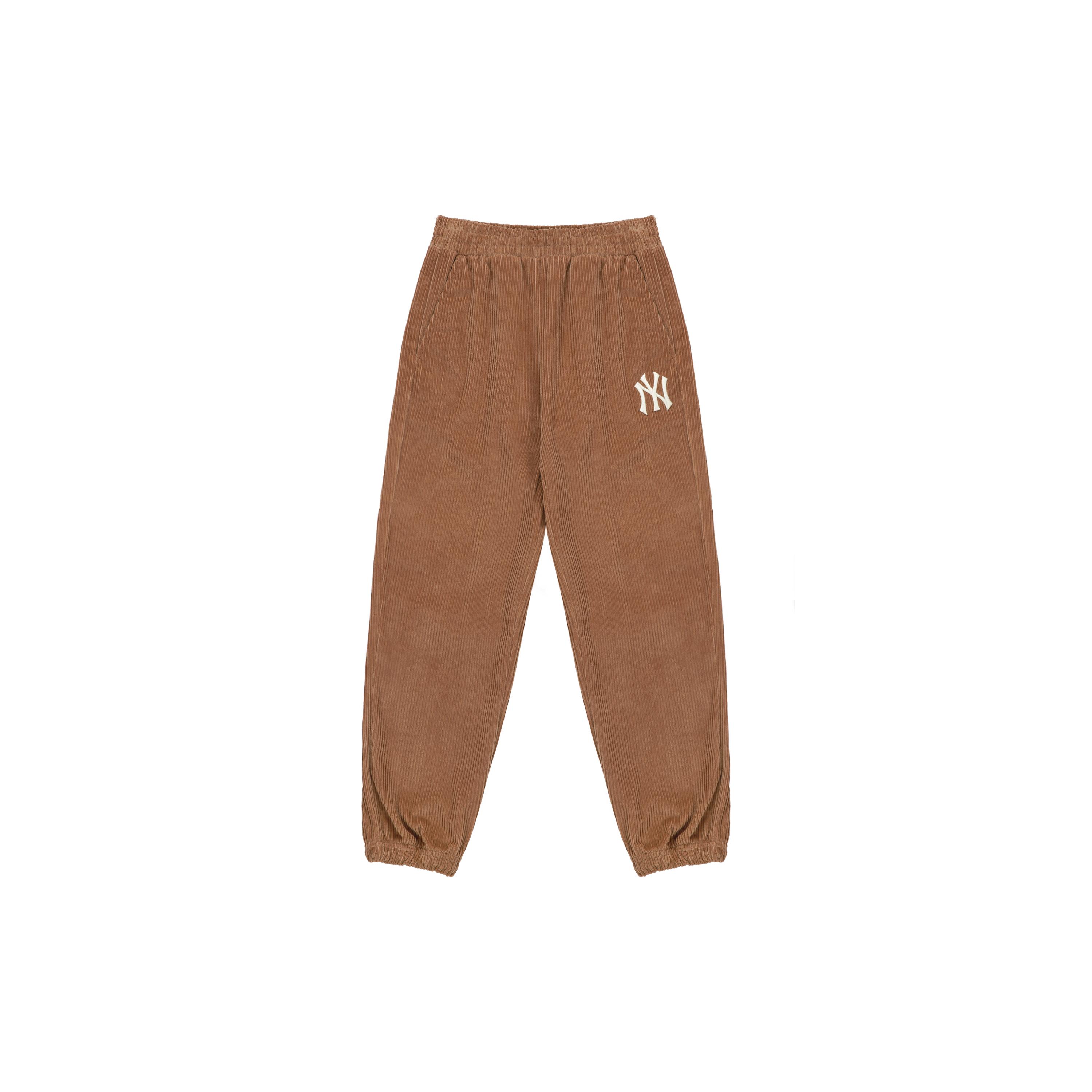 MLB New York Yankees Knitted Sweatpants Unisex Brown Moderate Cuffed Pants 3AWP12014-50BGD XL