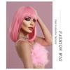 Women's Simulation Wig 36cm Hair Short Straight Wig Full Headgear Rose Hair Net Headdress Beauty Decoration Wig