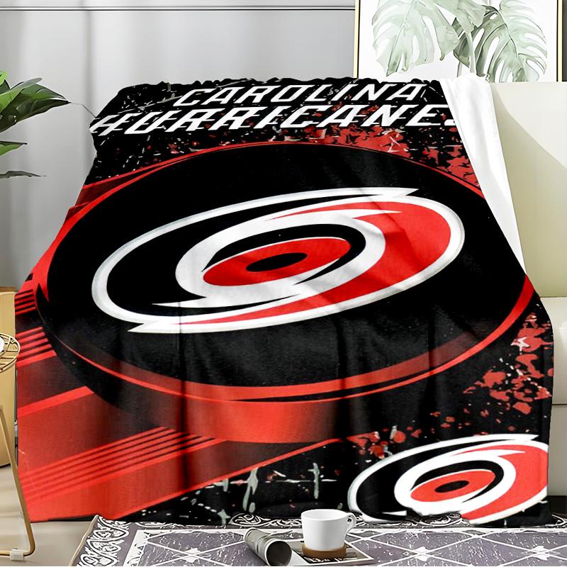 Carolina Hockey Logo Blanket Flannel Throw for Sofa, Indoor, Camping, Living Room, Office, Chair, And Bed Soft Birthday Gift