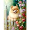 5D DIY Full Round Drill Diamond Painting Flower Manor Puppy Home Decor 30x40cm