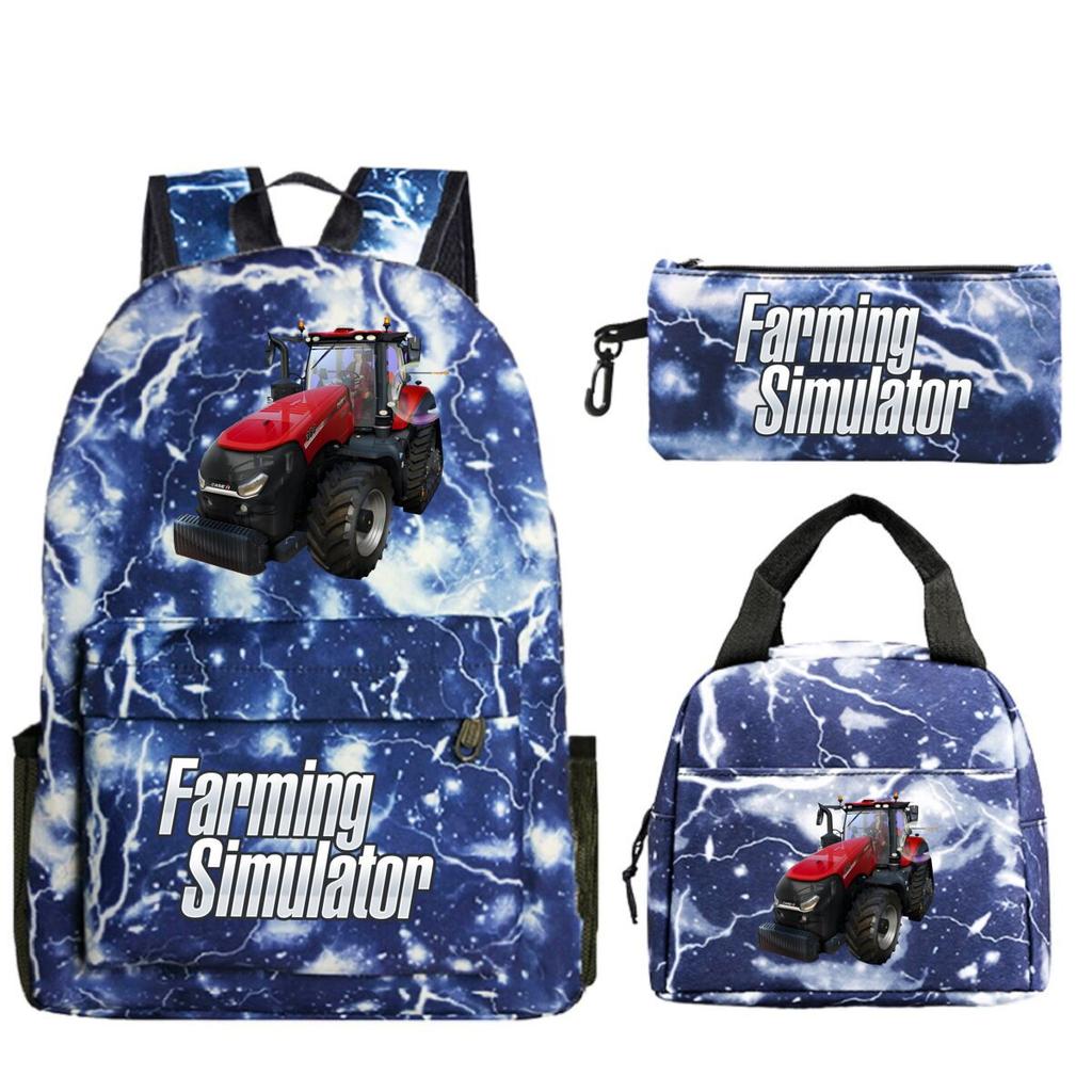 Mochila Personalizada para Niños Estampada Farming Simulator para Escuela Primaria y Secundaria Bolsa de Comida Estuche