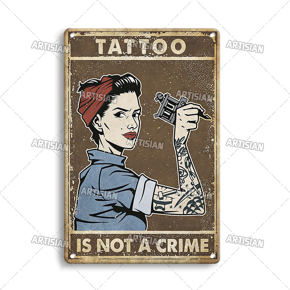Artisian Tattoo Retro Metal Poster Job Tin Plaque Hobby Decorative Plate Wall Decor Garage Bar Pub Club Hotel Cafe Kitchen Home