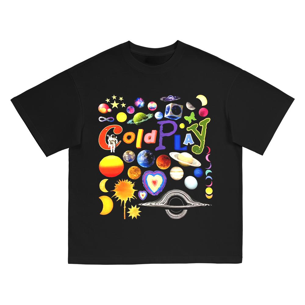 Sommer Neu Cold Play Rock Tour Konzert Print Grafik T-Shirt Herren und Damen Kurzarm T-Shirt Herrenbekleidung Top Tee