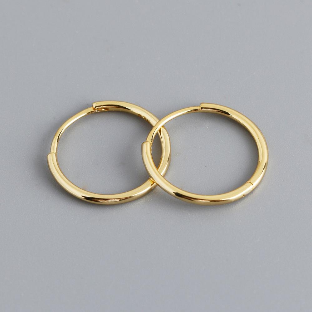 

SOFTPIG Real 925 Silver Gold Round Huggies Hoop Earrings for Women Trendy Fine Jewelry Minimalist Accessories 6MM