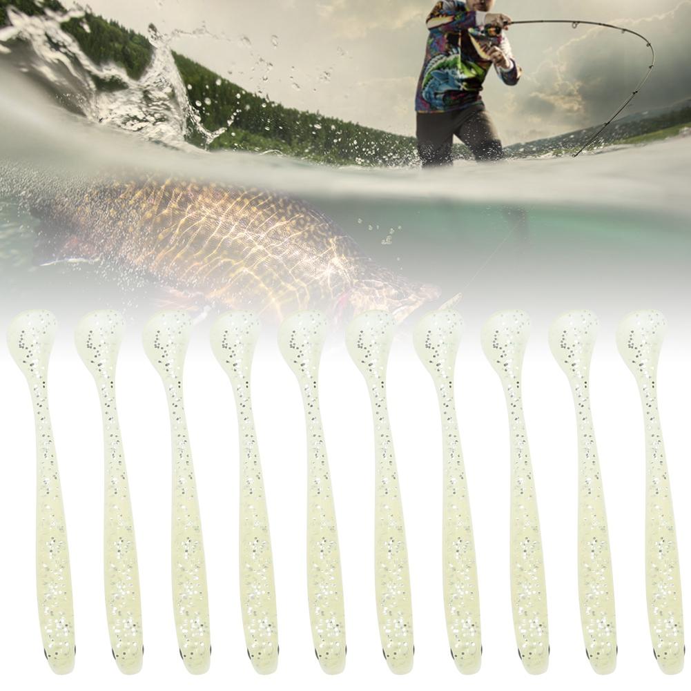 AR41 10PCS 75mm T Tail Soft Worm Artificial Bait Lures Fishing Tackle AccessoriesSilver