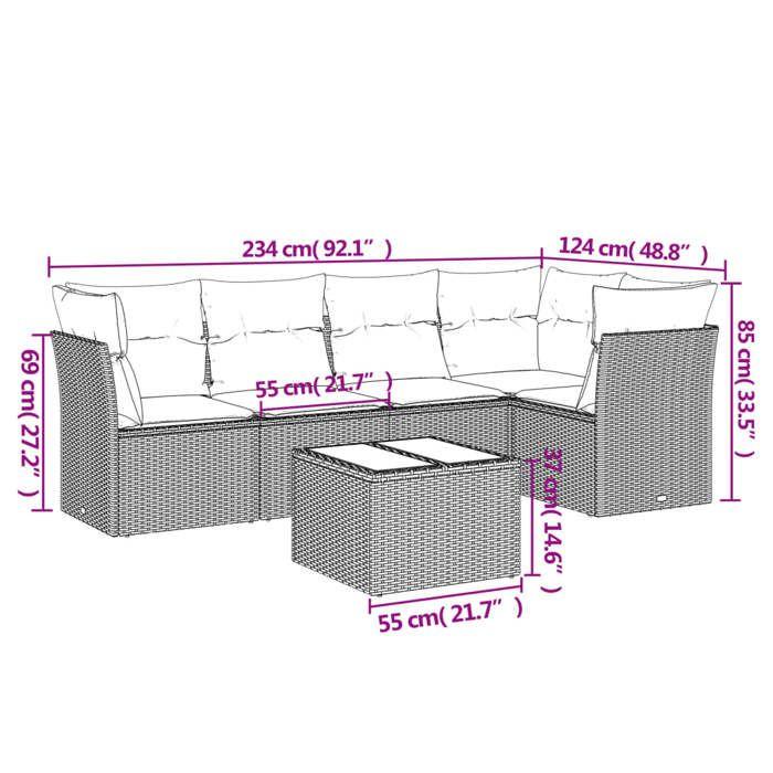 VidaXL Garden Lounge Set with Cushions 6 Pcs Beige Braided Resin 3217608