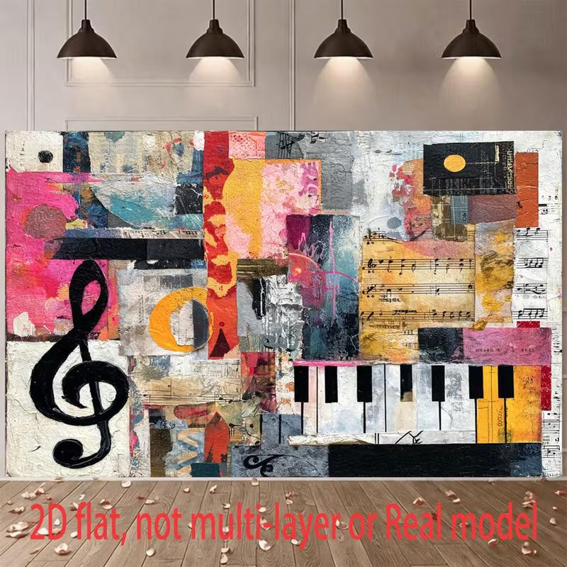 

2D Music Theme Abstract Collage Backdrop for Musician Photoshoot & Studio 47.2x31.5inch/120*80cm