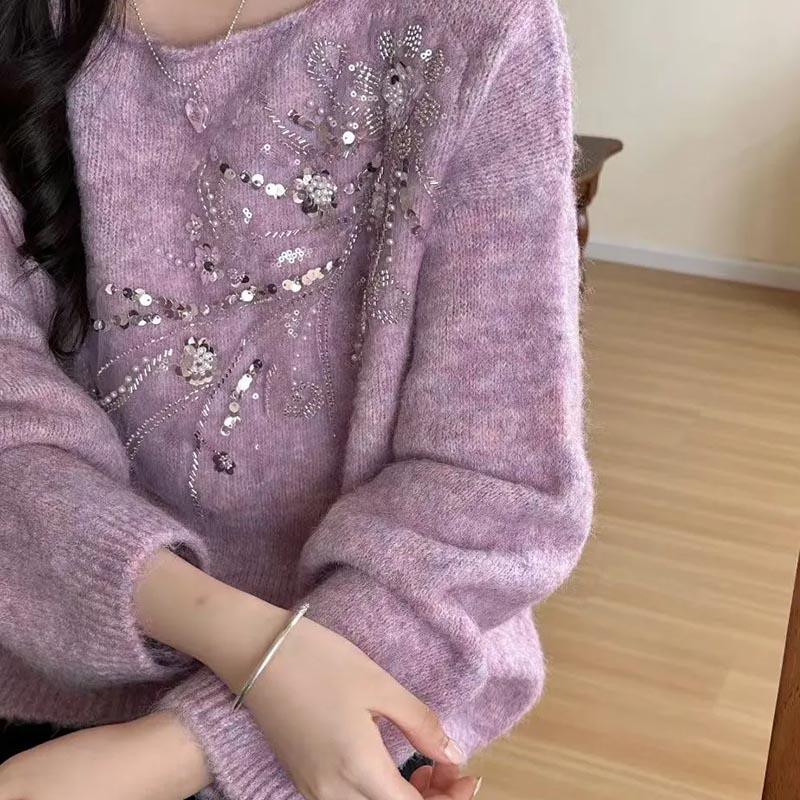 Sweater for Women Autumn Winter Thickened Pullover Warm Knitted Long Sleeve Oversize Jumper Tops