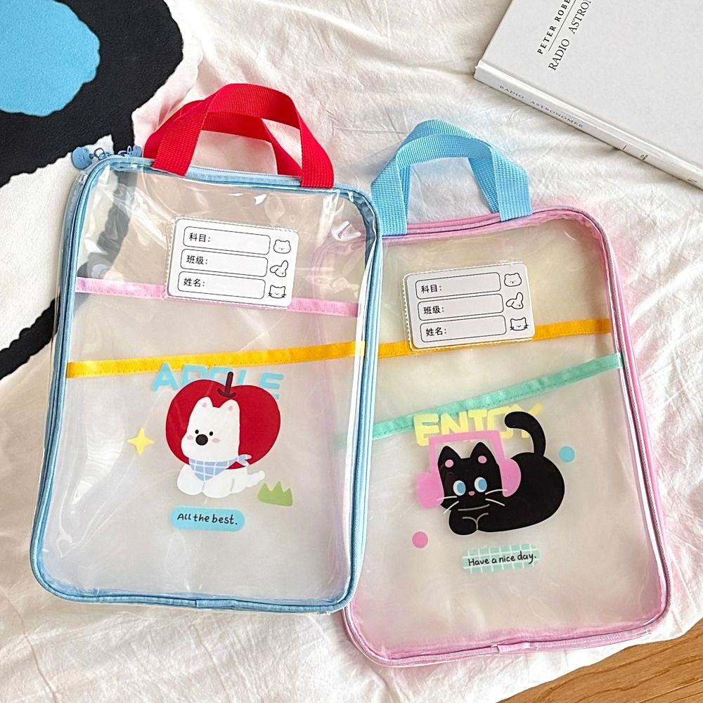Transparent Cartoon File Bag Rabbit File Folder Bag Sorting Bag Test Paper Storage Bag  Kids