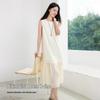 IHIMI Elegant Acetate-Like Sleeveless A-Line Midi Dress