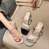 Fashion New Style Popular Women's Sandals Rhinestone Embellished Fashionable Outerwear High Heel Luxury Casual Slippers Zapatos Mujer