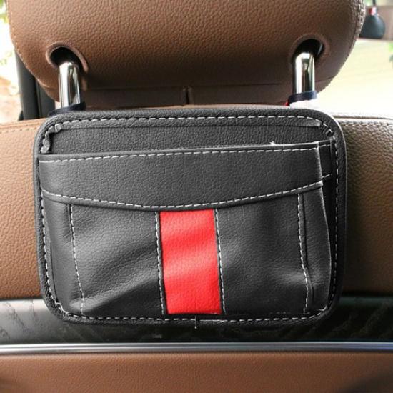 1Pc PU Leather Car Interior Storage Bag Phone Holder Organizer Car Accessories