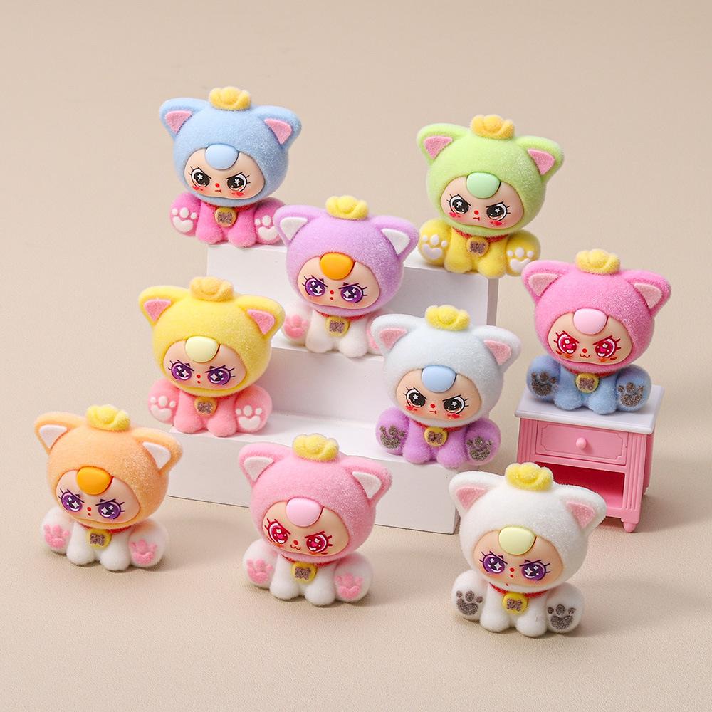 9pcs/Set Mini Baby Three Figure Toy Cat Figurine Desktop Decoration Model Ornaments Toys Boys Girls Christmas Gifts