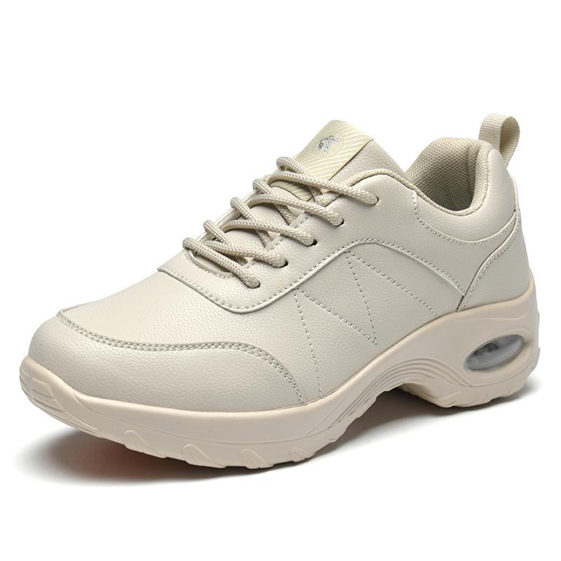 Waterproof Women's Walking Shoes Fashion Air-cushion Casual Sports Shoes Ladies Lace-up PU Leather Platform Shoes