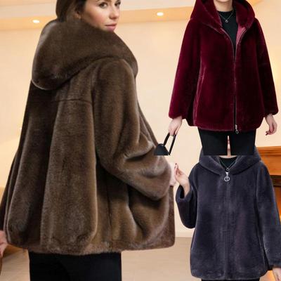 Verdickte Wintermode Kapuzenpullover Langarm Einfarbig Korallenvlies Trench Damenbekleidung Locker Lässig Taschen Koreanische Chic Oberteile