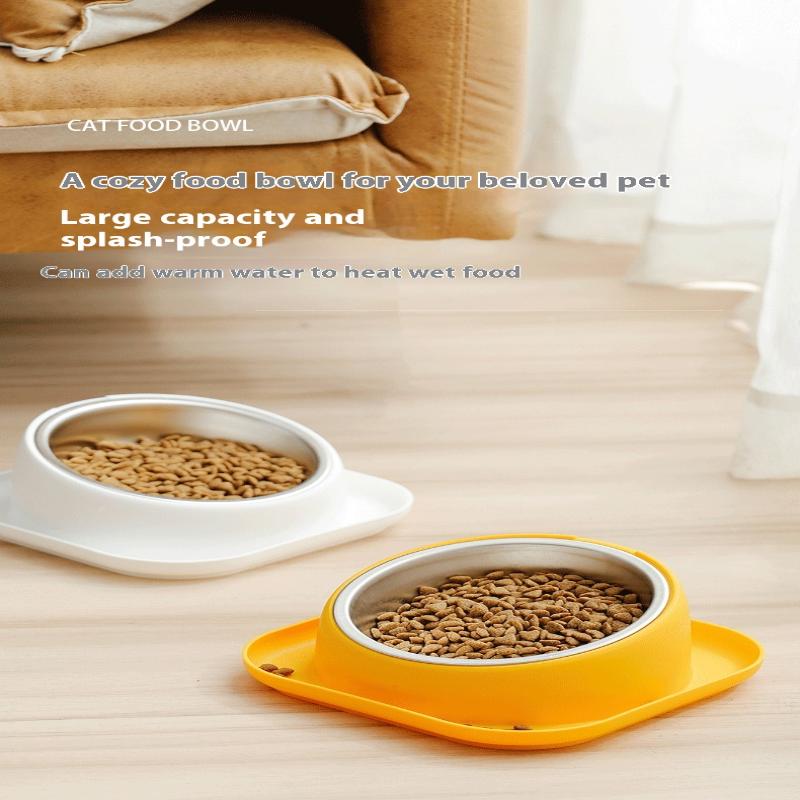 Pet Bowl Oblique Bowl Dog Food Basin Anti-knock Dog Bowl Protection Cervical Spine Stainless Steel Cat Food Basin Pet Feeder