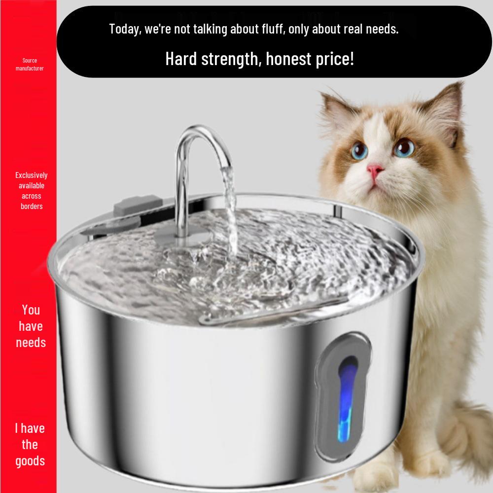 Stainless Steel Pet Water Dispenser with Automatic Circulation, 4L Capacity - Cat & Dog Drinking Fountain