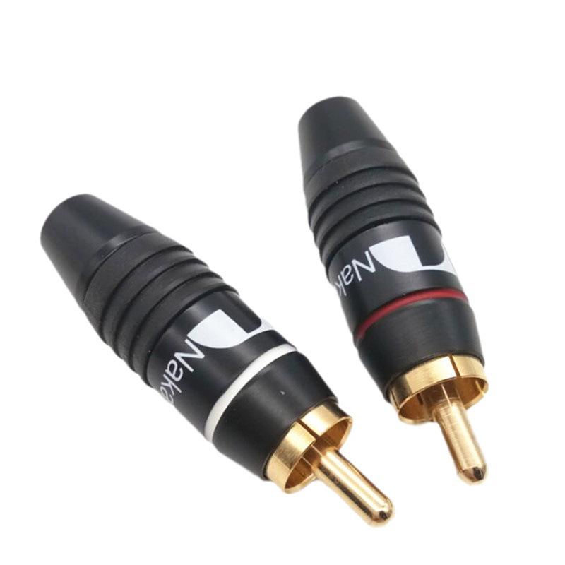 Middle Way Gold-Plated RCA Lotus Male Audio Plug - All Black DIY Terminal