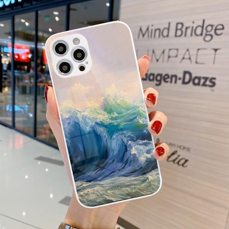 Cool Painting Art Phone Case For IPhone 14 13 12 11 Pro Max X XR XS 8 7 Plus Liquid Glass Color Phone Cover